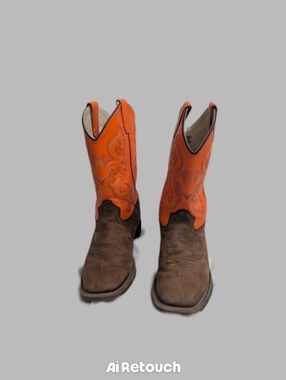 Old West Orange Shaft Brown Foot Western Cowboy Boots